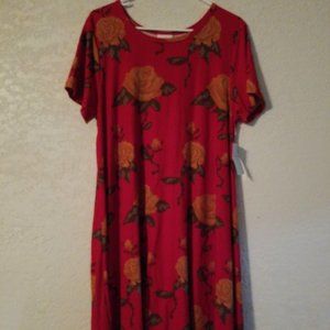 LuLaRoe Carly Dress Red Floral Large